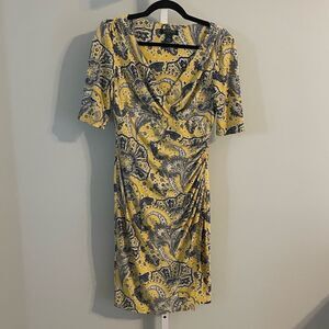 Lauren Ralph Lauren Yellow Paisley Cinched Dress